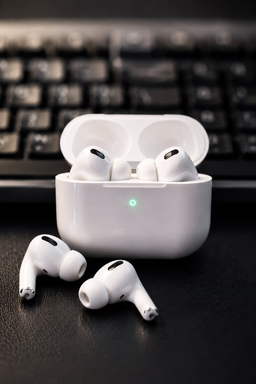 AirPods Pro 2nd GenWhite wireless earbuds with noise cancellation, compact design