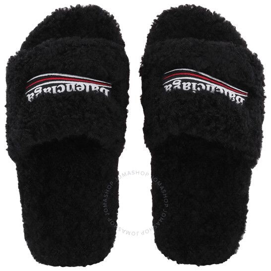 Balenciaga black fluffy slippers #luxury #designer